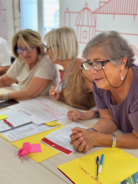Close-up of an Erasmus senior participating in a discussion on religious folklore, part of their ESMOVIA Erasmus Adult education project.